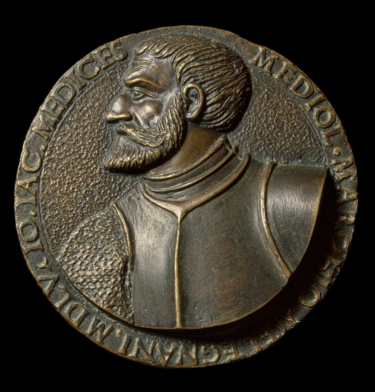 Bust of Gian Giacomo de Medici dit il Medeghino (1497-1556), Italian Condottiero Medal made by Francesco da Sangallo dit il Margotta (1494-1576) Florence, Museo Nazionale del Bargello av Francesco da Sangallo