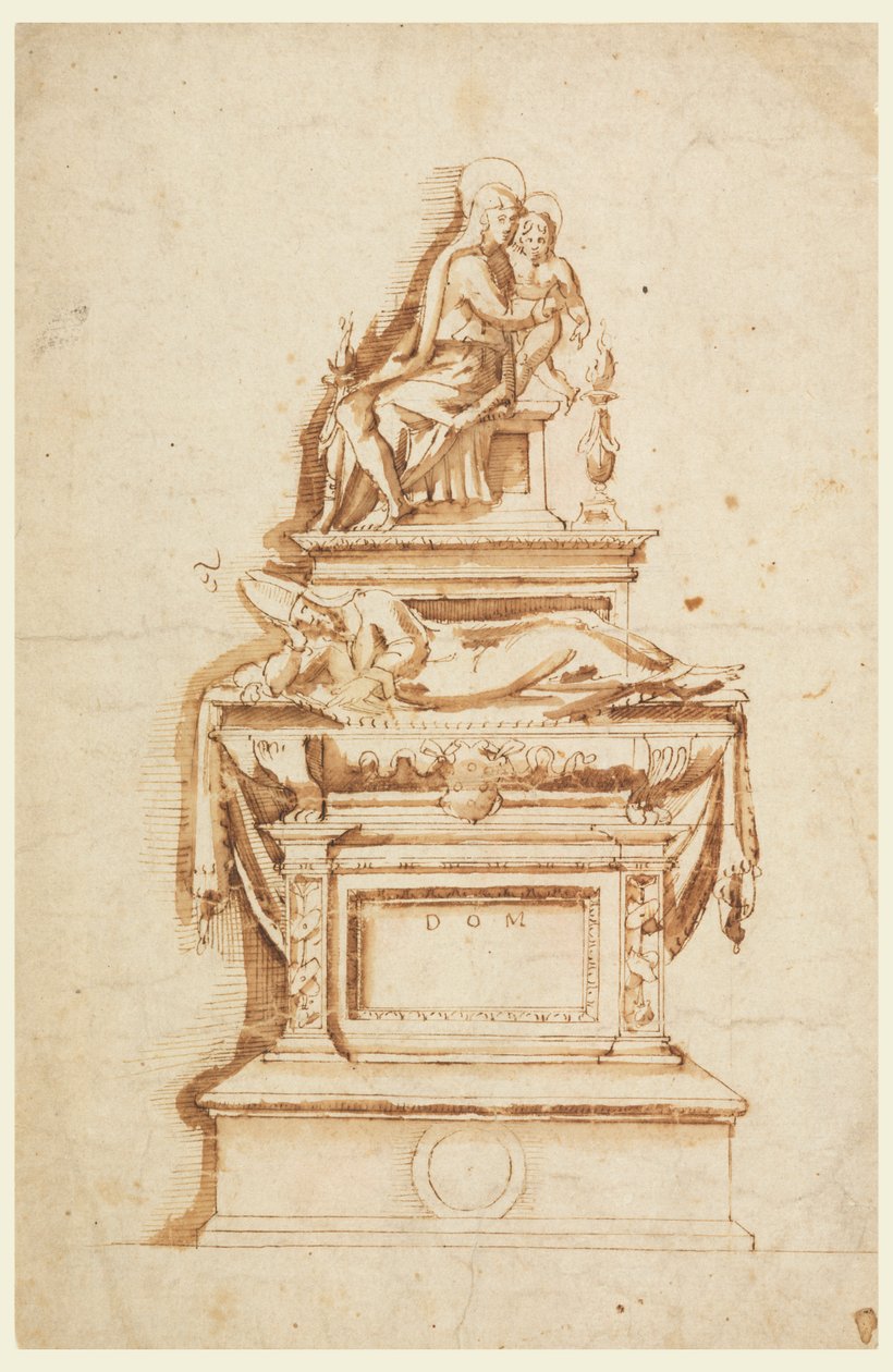 Design för ett gravmonument för en Medici-kardinal av Francesco da Sangallo
