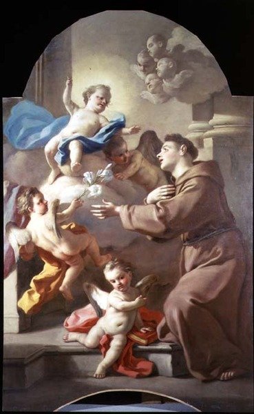 Sankt Antonius av Padua (en i ett par, panel) av Francesco de Mura