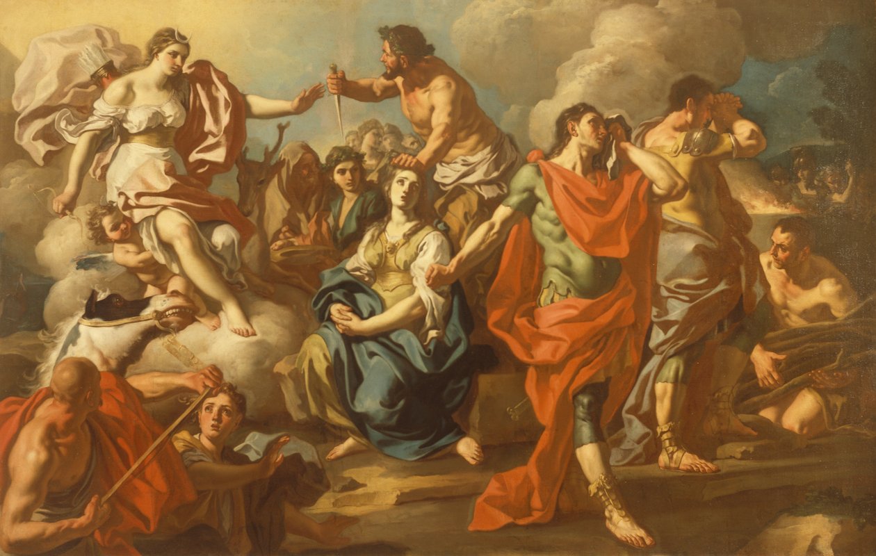 The Sacrifice of Iphigenia (olja på duk) av Francesco de Mura