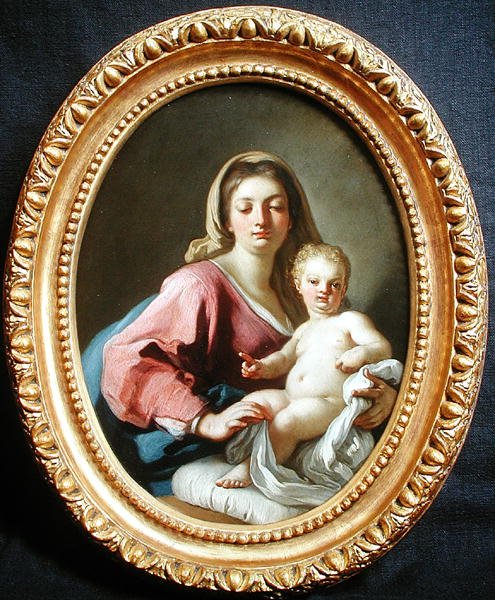 Virgin and Child (olja på koppar) av Francesco de Mura