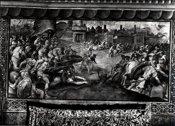 Karl V (1500-58) Mot lutheranerna (fresk) (s/v foto) av Francesco de Rossi Salviati Cecchino