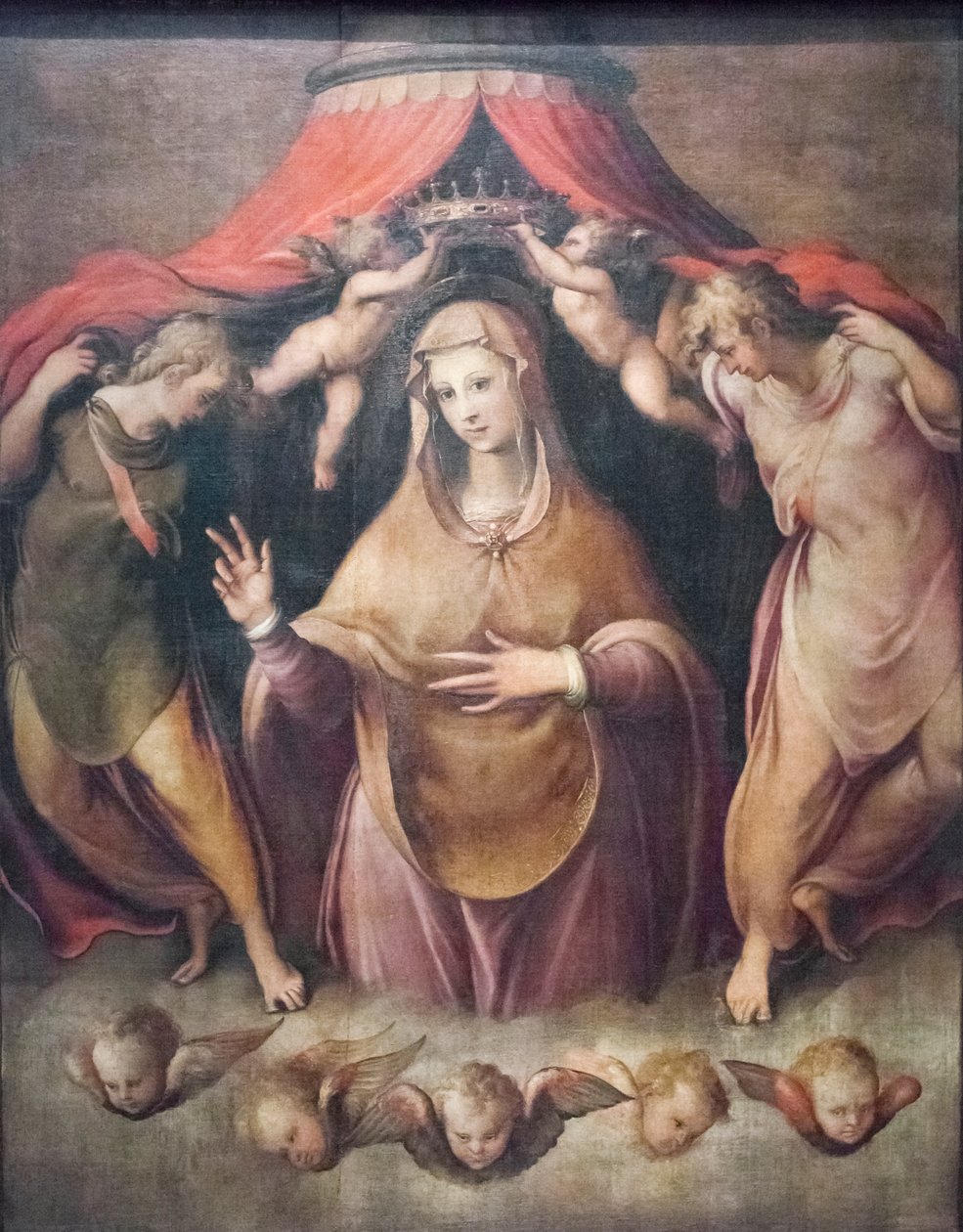Jungfruns kröning (olja på duk) av Francesco de Rossi Salviati Cecchino