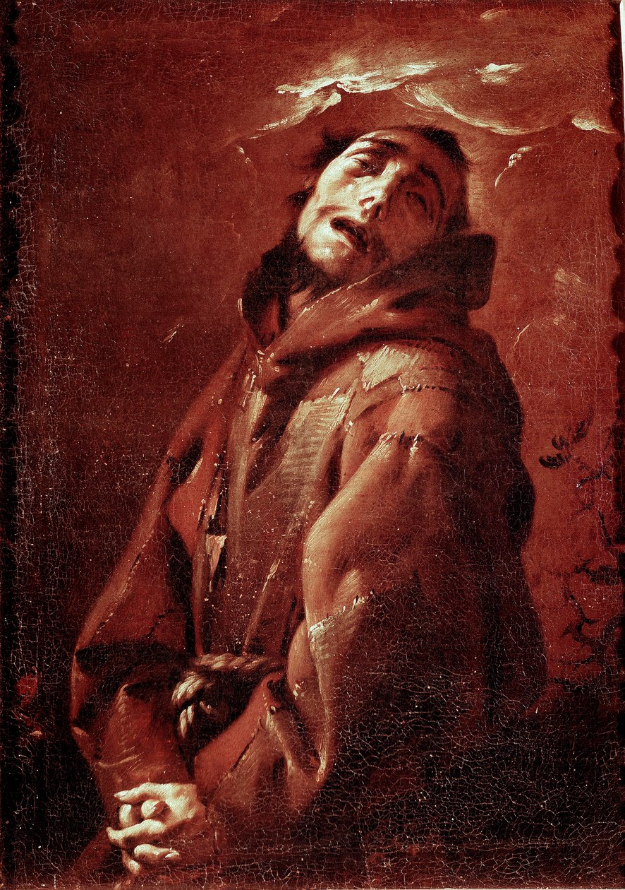 Saint Francois av Assisi i extas Målning av Francesco del Cairo (1607-1665) 1600-talet sön 74x53 cm Milano, Musei Civici del Castello Sforzesco av Francesco del Cairo