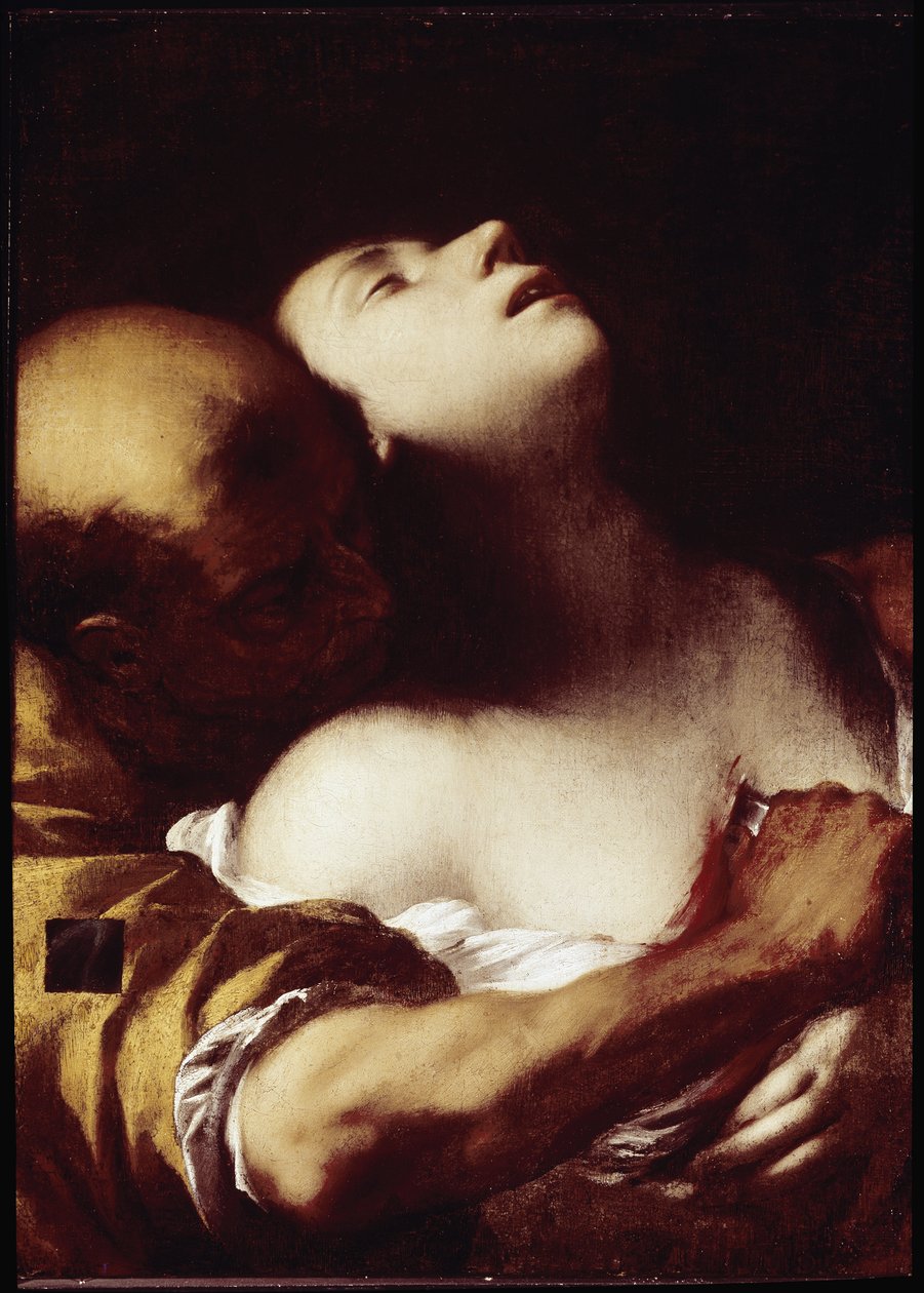 Sankt Agnes martyrskap (olja på duk av Francesco del Cairo