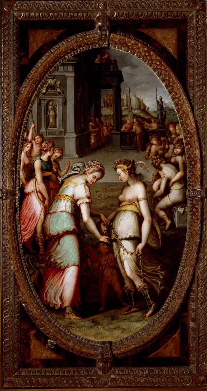 Juno lånar Venus bälte (Målning av Francesco del Coscia