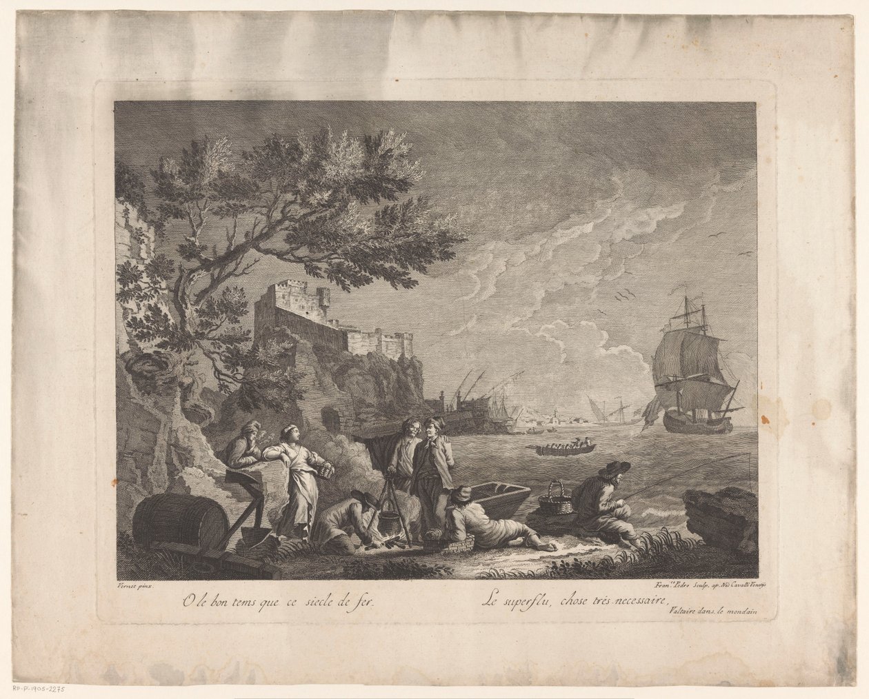 Figurer vid havet Landskap med fiskare (serietitel) av Francesco del Pedro