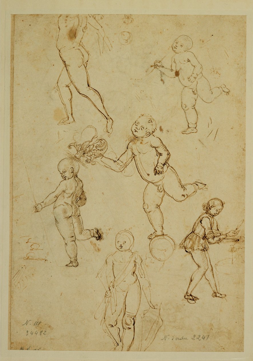 Tre barn; en putto... av Francesco di Simone (attr. to)