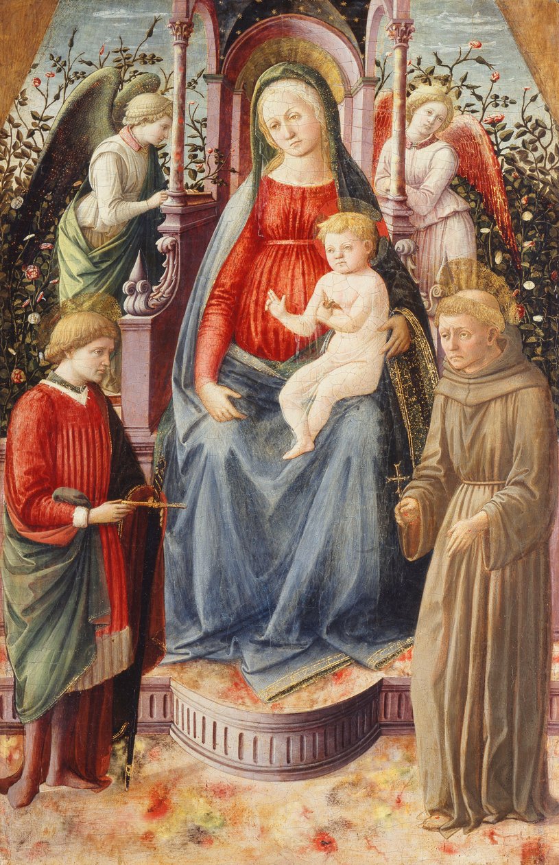 Madonnan och barnet med de heliga Julian och Franciskus, av Francesco di Stefano Pesellino