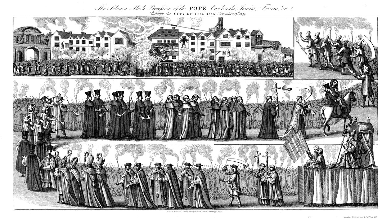 The Solemn Mock Procession of the Pope av Francis Barlow