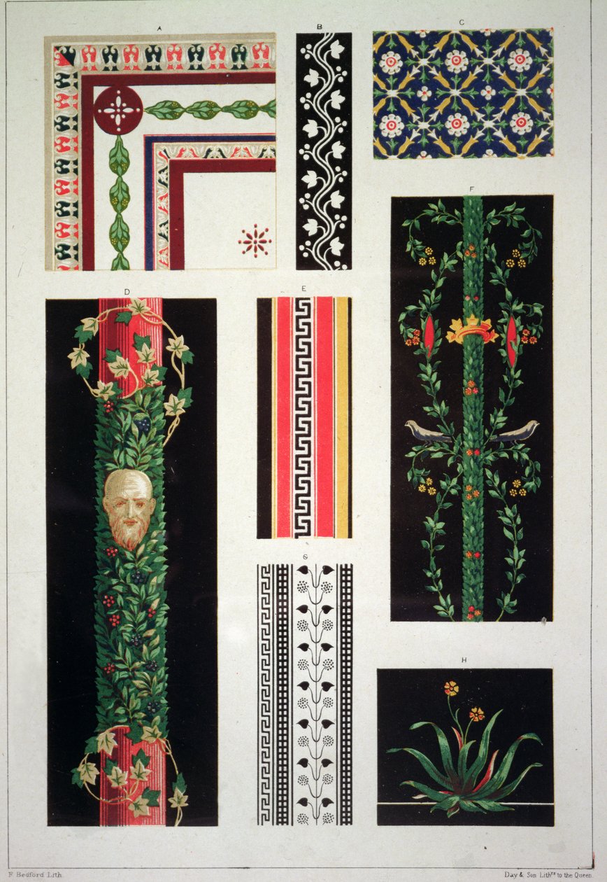 Pompeiian Ornament, från Cundalls Exempel på Ornament av Francis Bedford