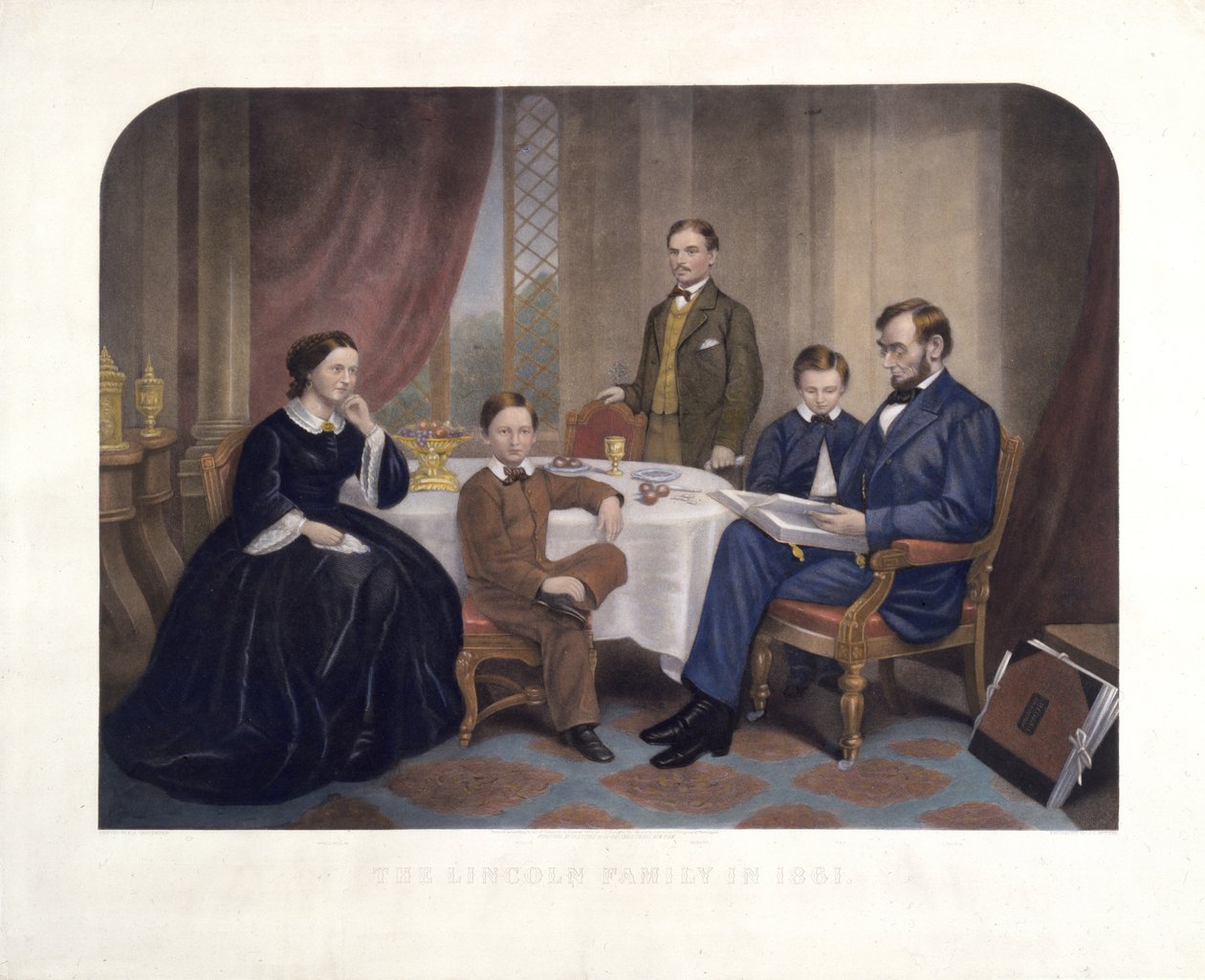 Familjen Lincoln 1861, graverad av J.C. Buttre (1821-93), 1872 av Francis Bicknell Carpenter