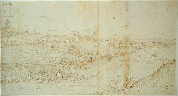 Utsikt över Segovia, 1500-talet (penna och bläck på papper) av Francis Bicknell after Carpenter