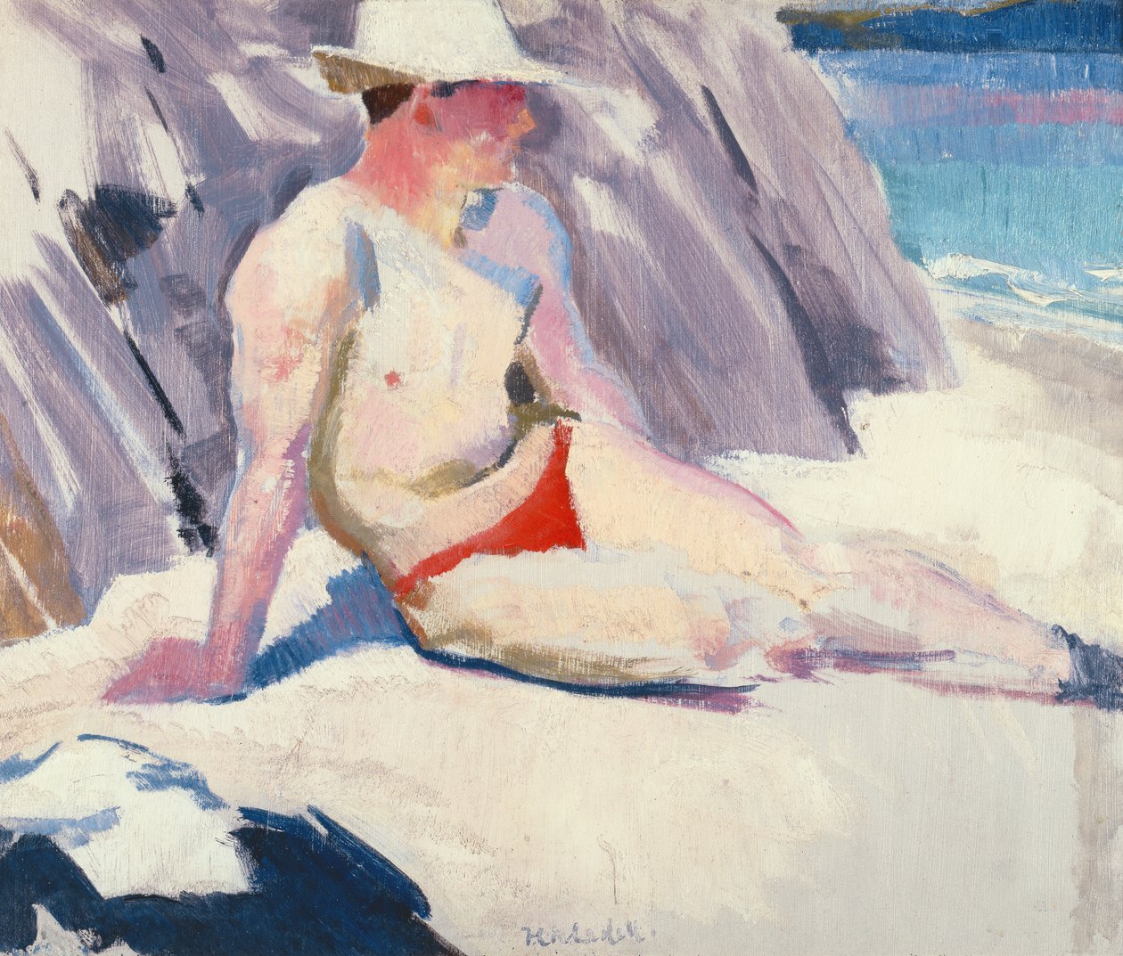 Solbad på stranden, Iona, 1928 av Francis Campbell Boileau Cadell