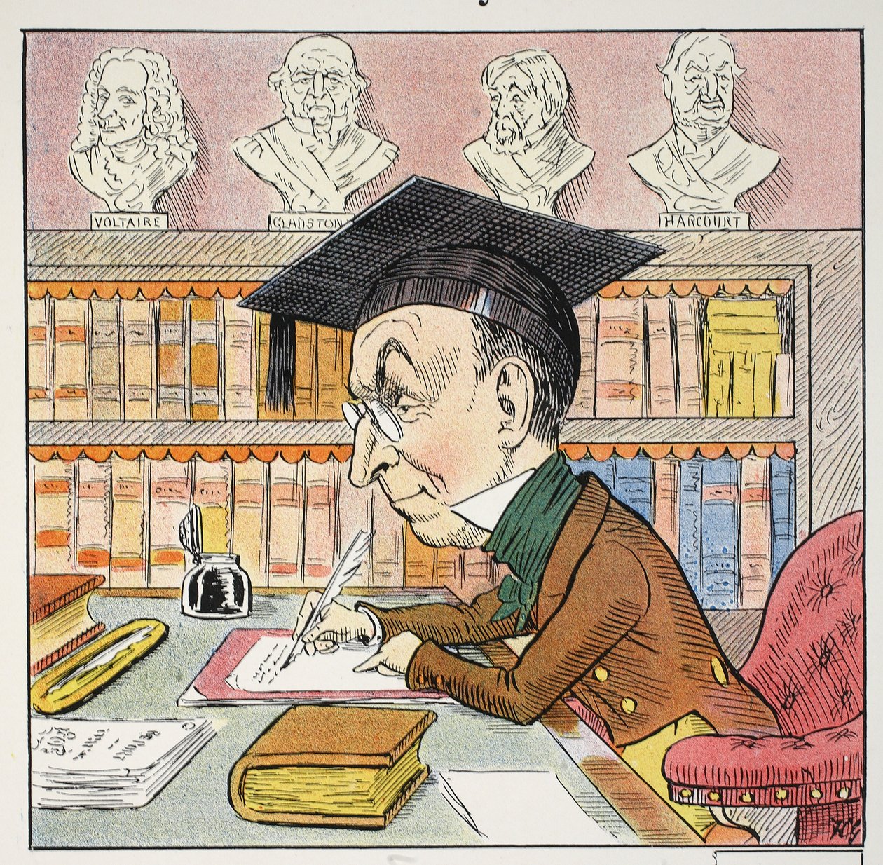 The M Pyrean, illustration från The Struwwelpeter Alphabet, vers av Harold Begbie (1871–1929) av Francis Carruthers Gould