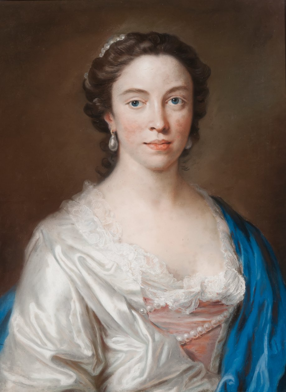 Porträtt av Mary Thornton (pastell på papper) av Francis Cotes