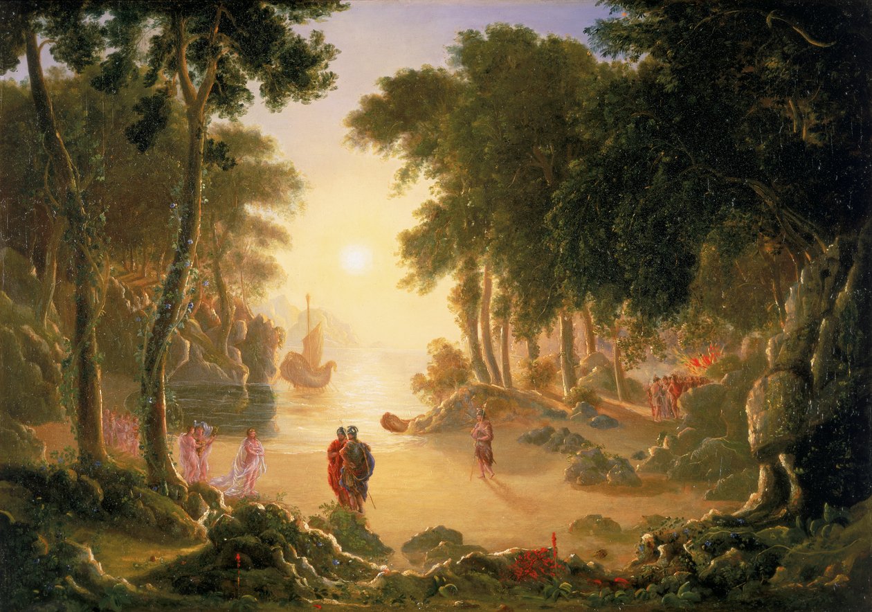 Telemachus, Son till Ulysses, och gudinnan Minerva med Calypso av Francis Danby