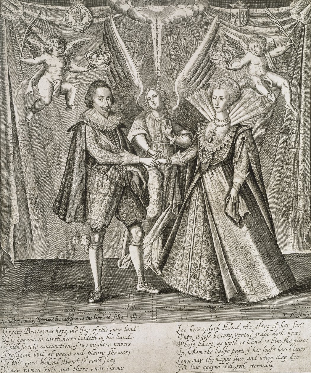 Firandet av bröllopet mellan Jakob VI och I (1566-1625) och Anne av Danmark (1574-1619) graverade av konstnären av Francis Delaram