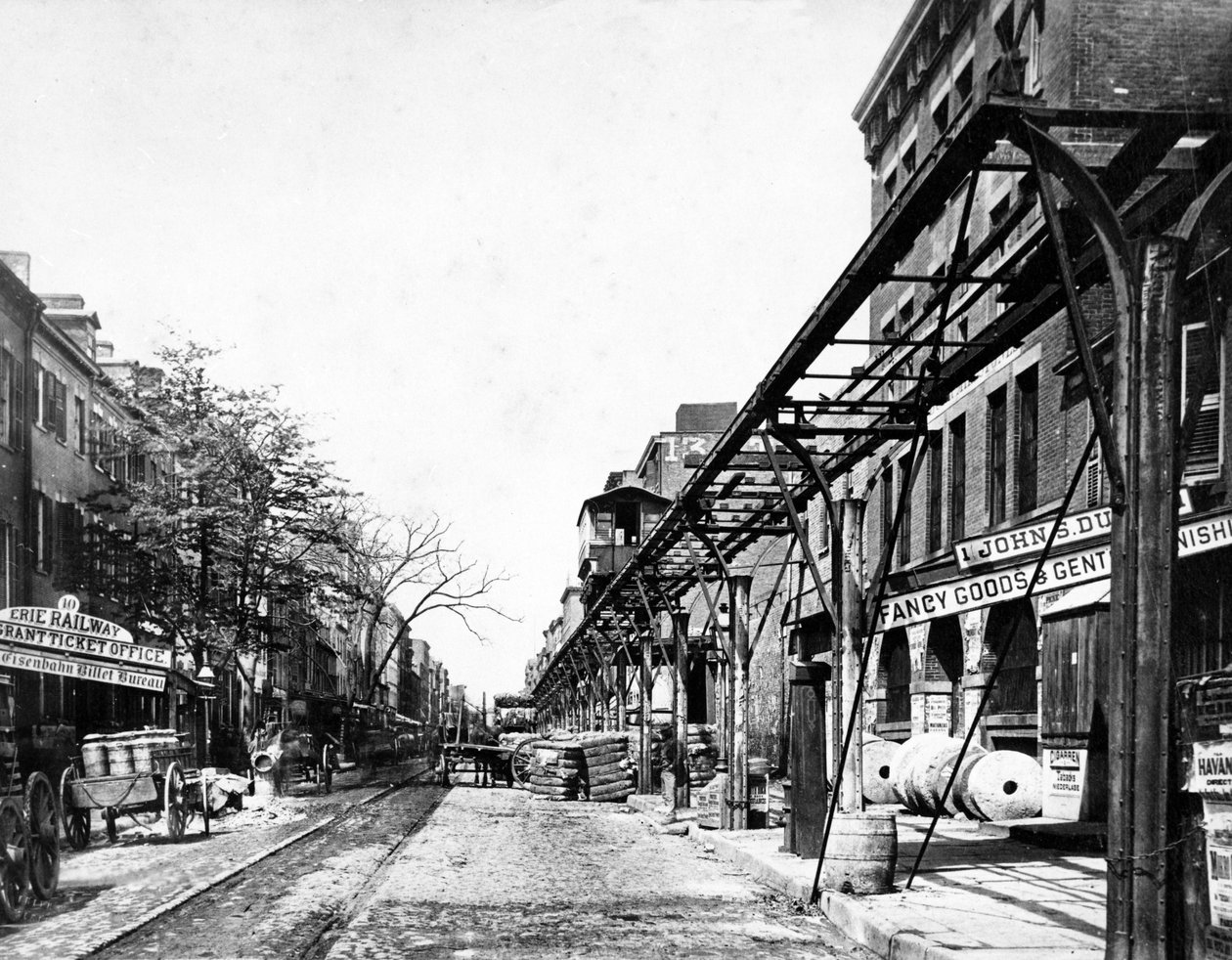 Upphöjd järnväg, New York, ca 1860-70-talen av Francis Frith