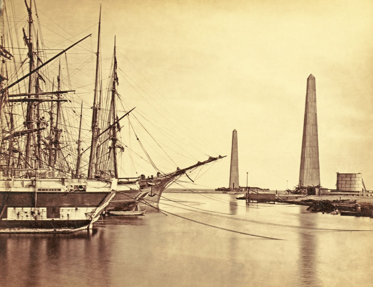 Ingången till Suezkanalen i Port Said, ca 1856 (albumenprint) av Francis Frith