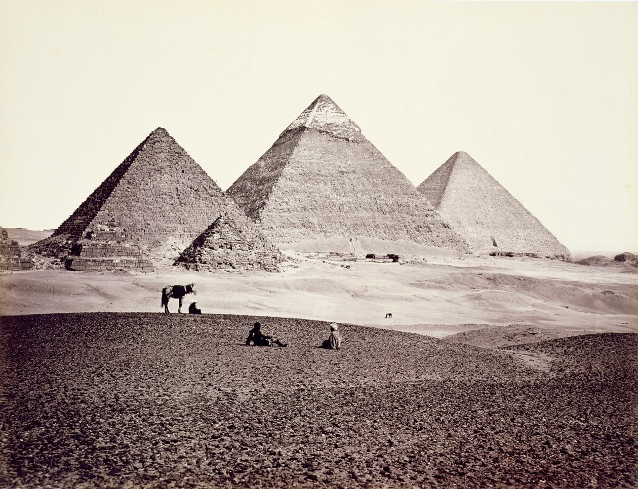 Pyramiderna i El-Geezah, från sydväst, 1858 av Francis Frith