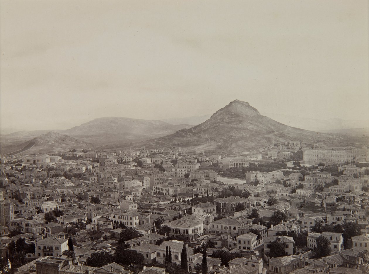 Utsikt över Aten från Akropolis med Lycabettus Hill i bakgrunden av Francis Frith