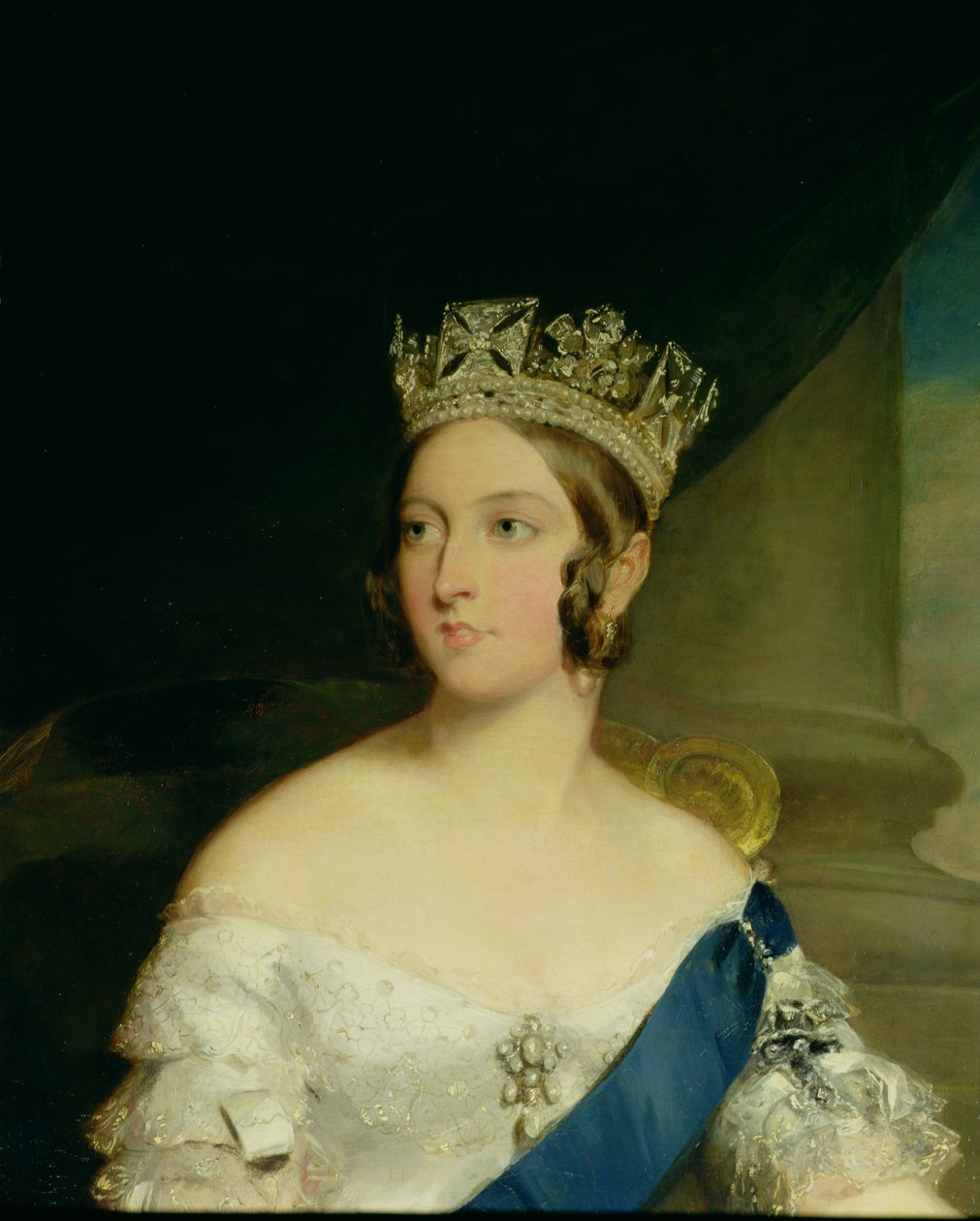 Porträtt av drottning Victoria, 1843 (detalj av 27150) av Francis Grant