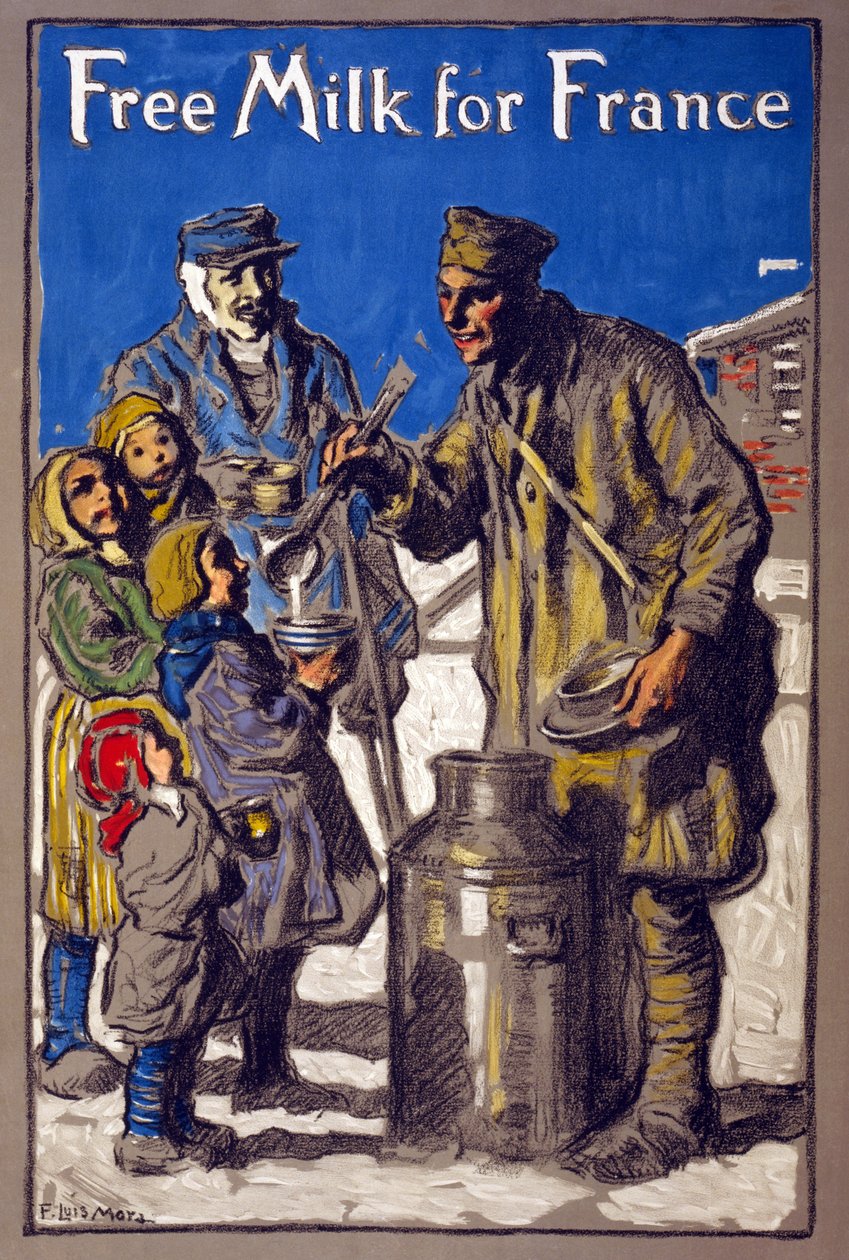 Gratis mjölk för Frankrike, 1918 av Francis Luis Mora