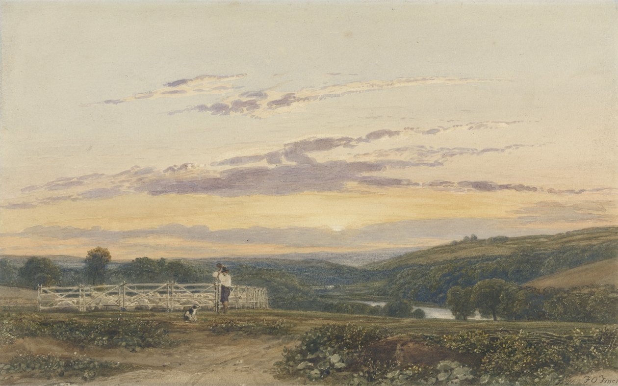 The Shepherd, Evening (wc över grafit på papper) av Francis Oliver Finch