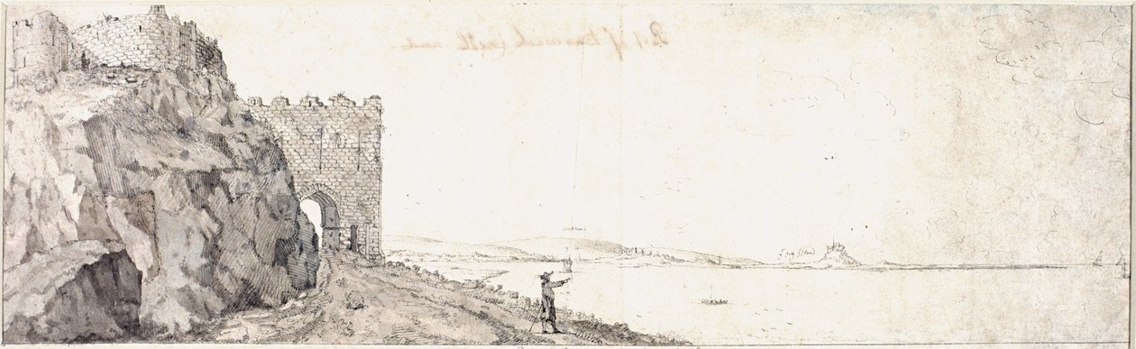 Gateway, Bamburgh Castle (bläck på papper) av Francis Place