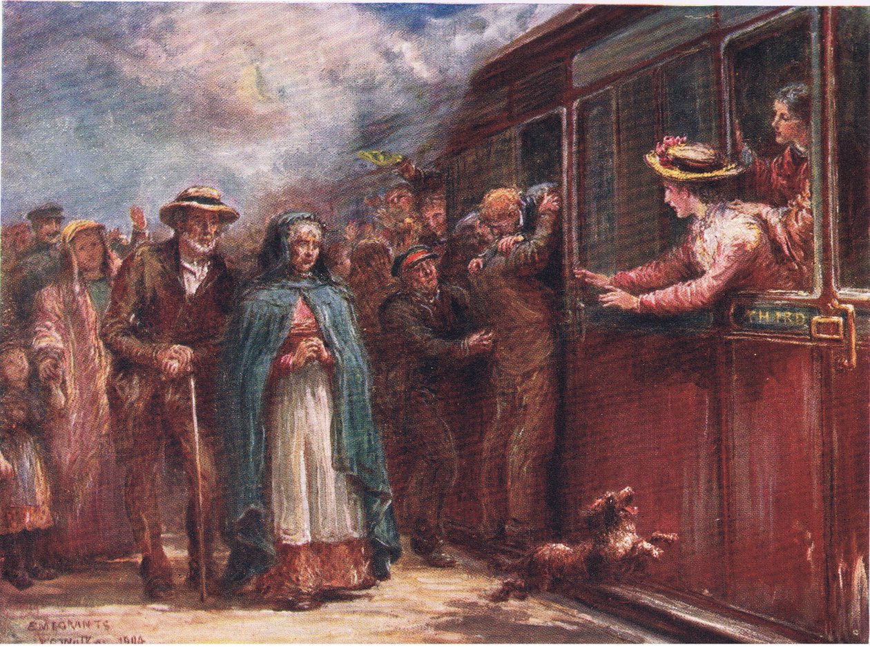 Iväg till Amerika, från Peeps at Many Lands: Ireland publicerad av Adams & Charles, 1909 av Francis S. Walker