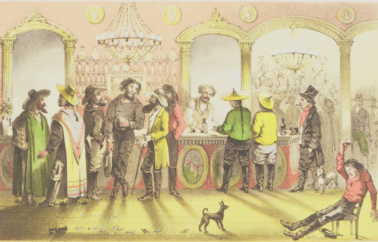 The Bar of a Gambling Saloon, graverad av J. Brandard, 1855 av Francis Samuel Marryat