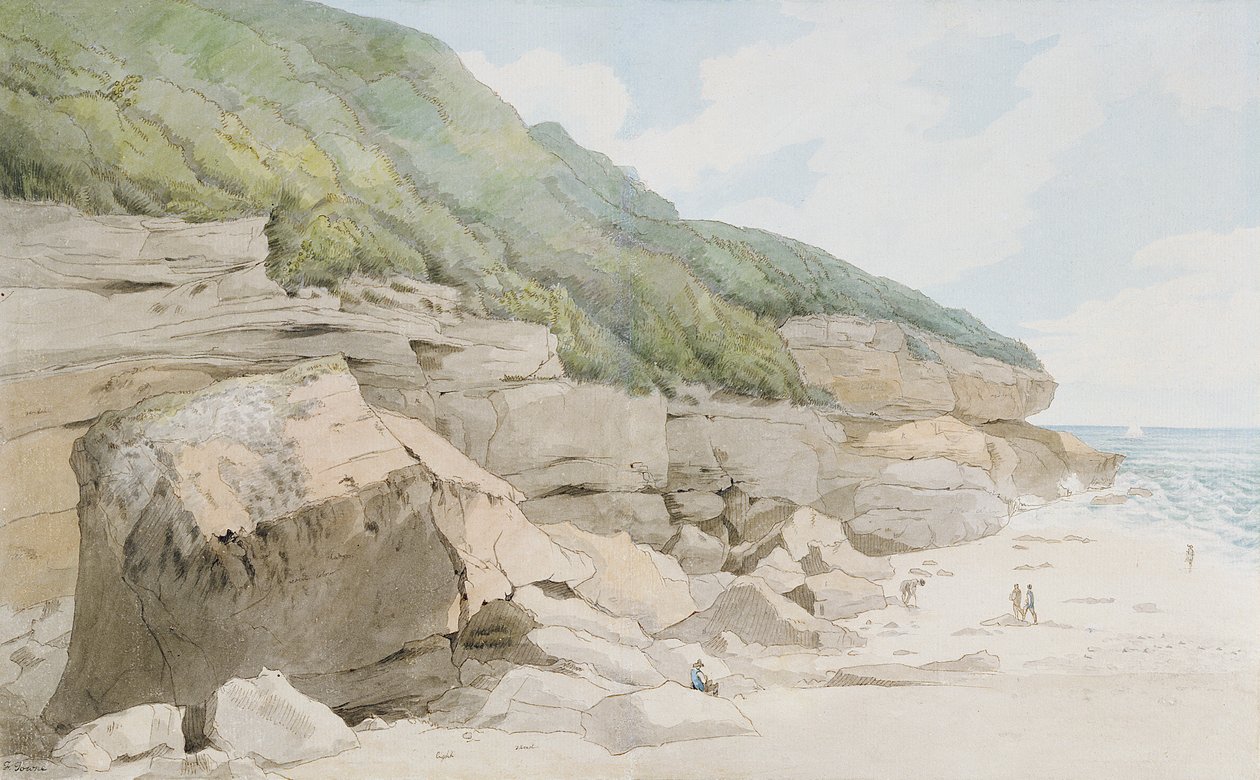 Strandscen, Exmouth av Francis Towne