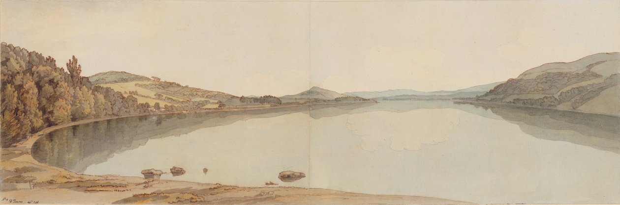 Lake Windermere, 1786 (wc med penna och bläck på papper) av Francis Towne