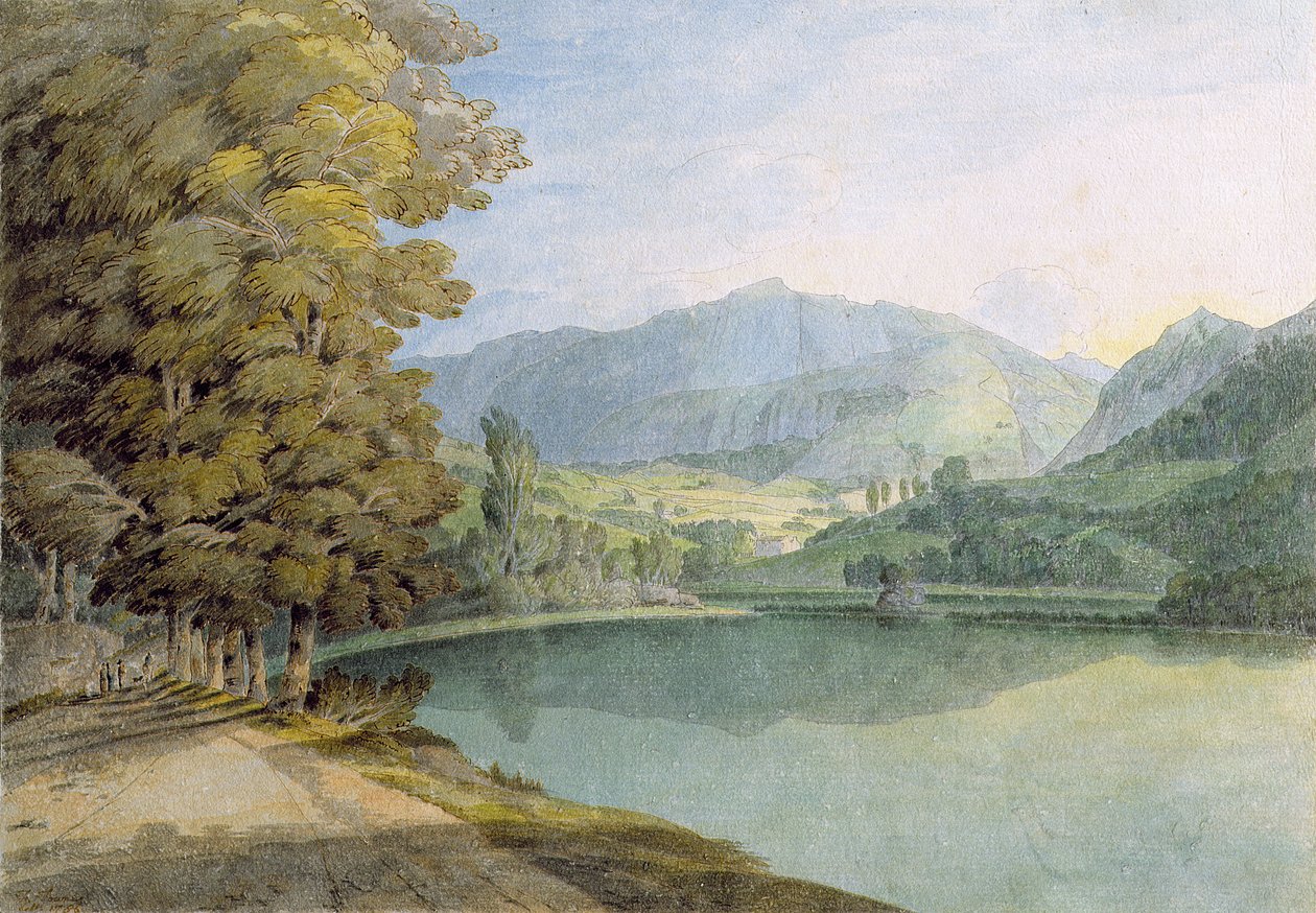 Rydal Water (penna och bläck med wc på papper) av Francis Towne