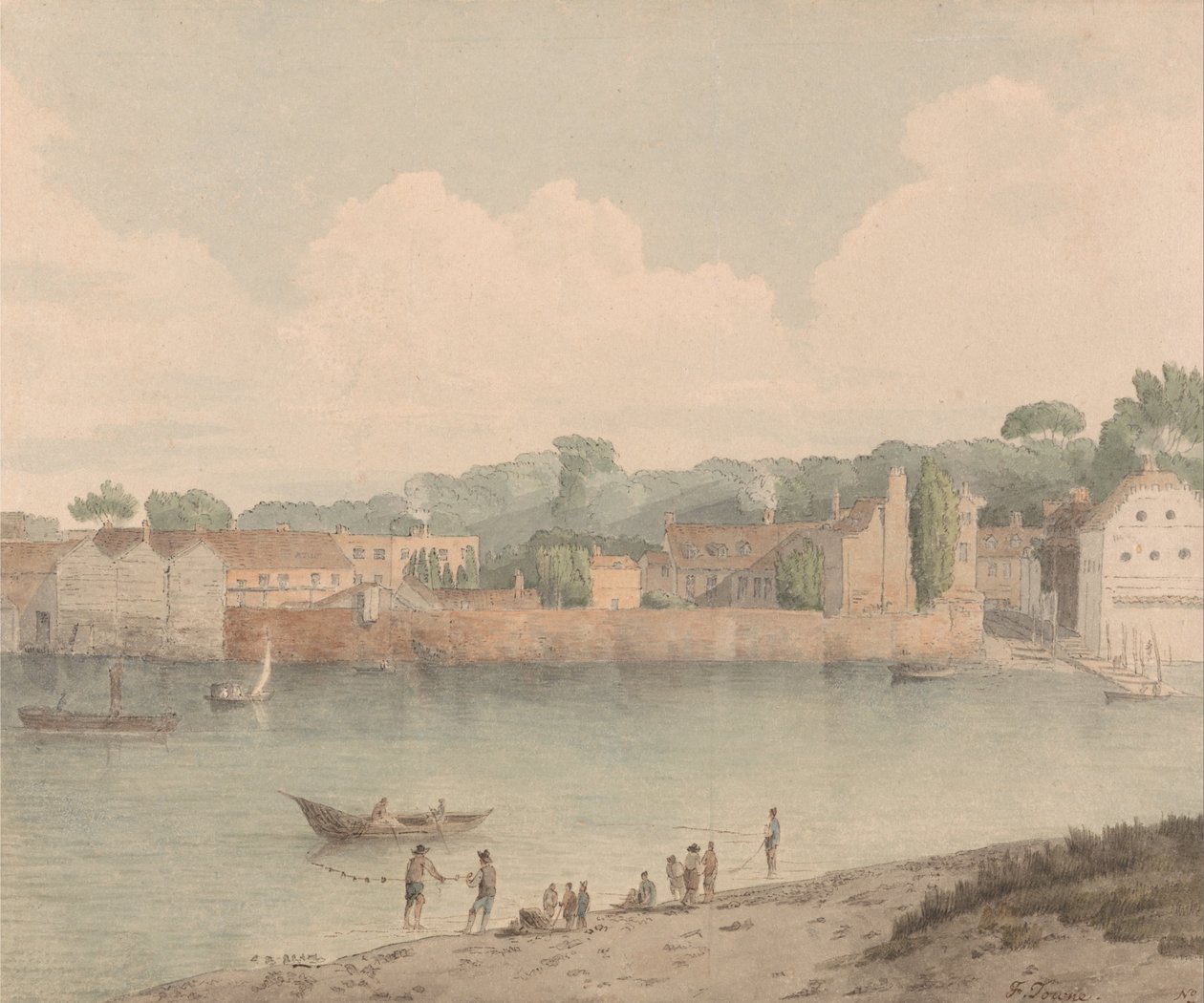 Vauxhall Stairs, från Millbank, 5 juli 1797 av Francis Towne