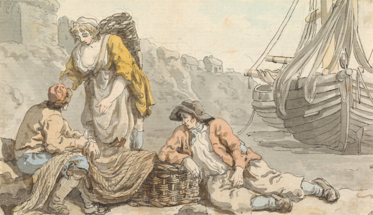 Fiskare med korgar och nät av Francis Wheatley