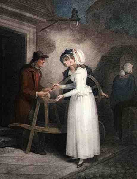 "Knivs, sax och rakhyvlar att slipa", skylt 6 av "The Cries of London", graverad av Giovanni Vendramini (1769-1839), pub. av Colnaghi & Co. av Francis (after) Wheatley