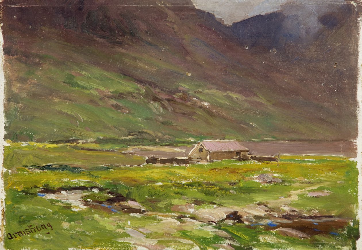Lake Ogwen (olja på panel) av Francis Abel William Taylor Armstrong