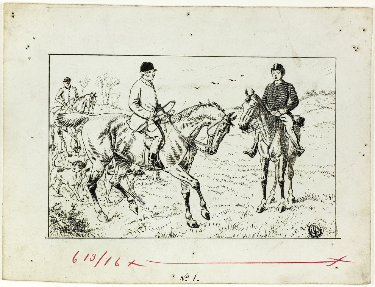 Tre ryttare på jakt av Francis Arthur Fraser