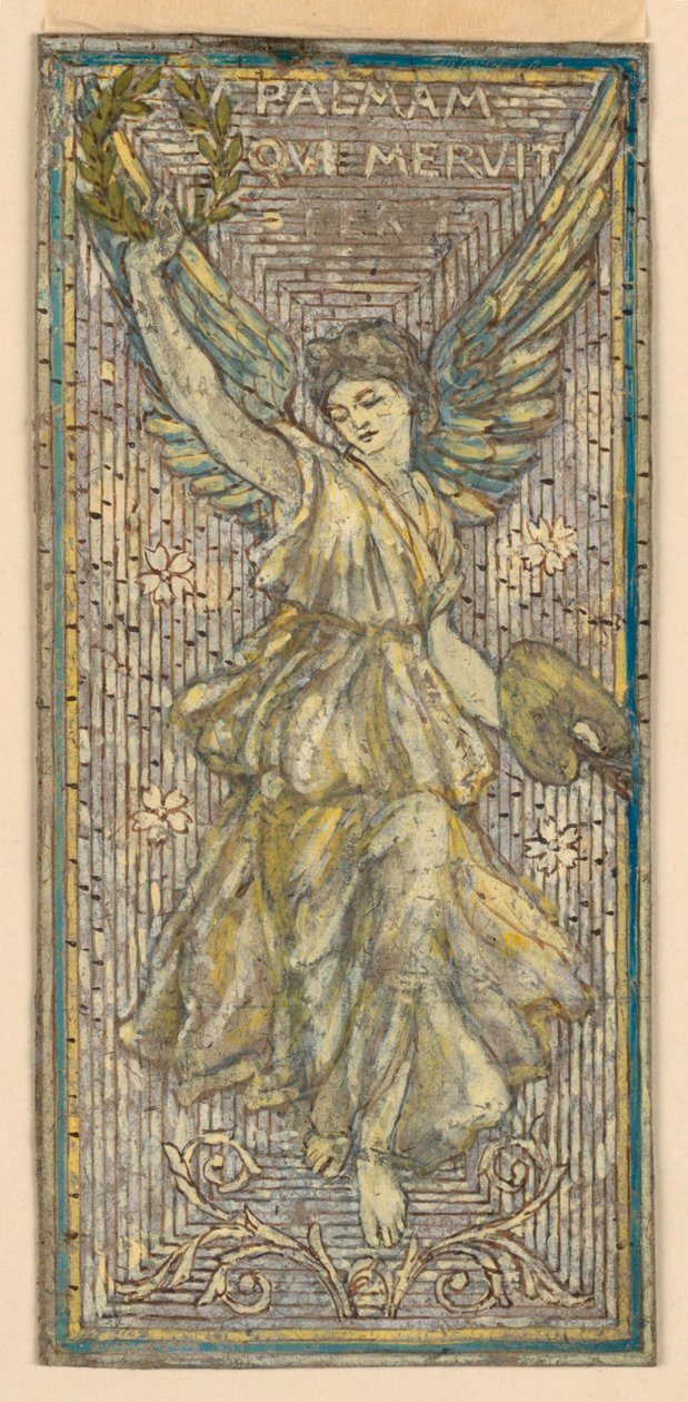 Design för mosaik- eller målat glasfönster till en målares ära ("Palmam Qui Meruit Ferat") av Francis Augustus Lathrop