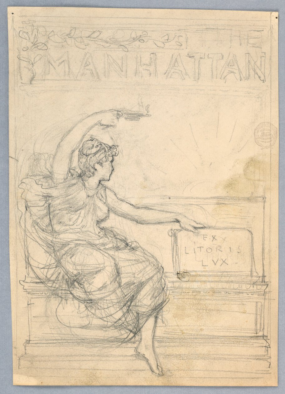 Design för omslaget till Manhattan Illustrated Monthly Magazine av Francis Augustus Lathrop