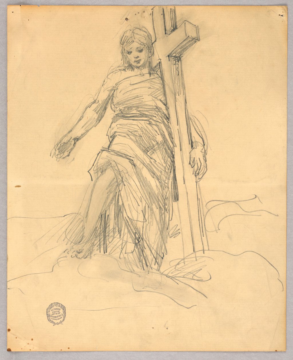 Skiss för centralfigur i himmelsfärden av Francis Augustus Lathrop