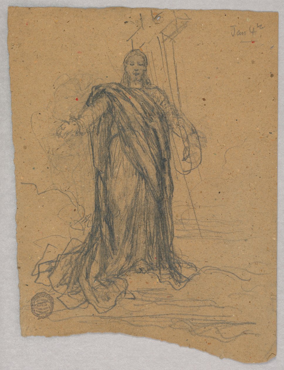 Skiss för centralfigur i himmelsfärden av Francis Augustus Lathrop