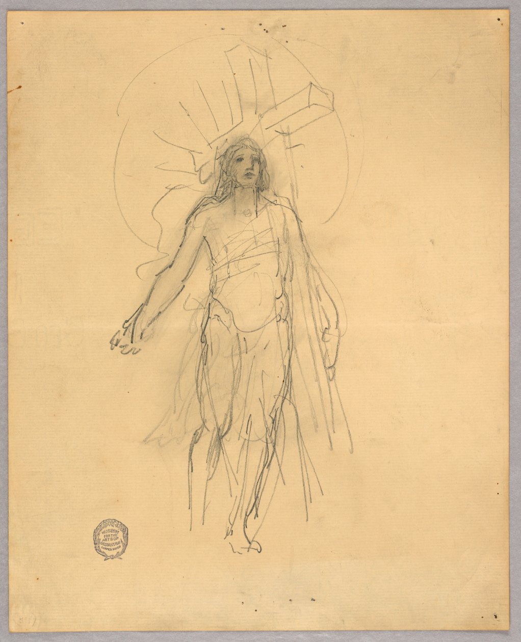 Skiss för centralfigur i himmelsfärden av Francis Augustus Lathrop