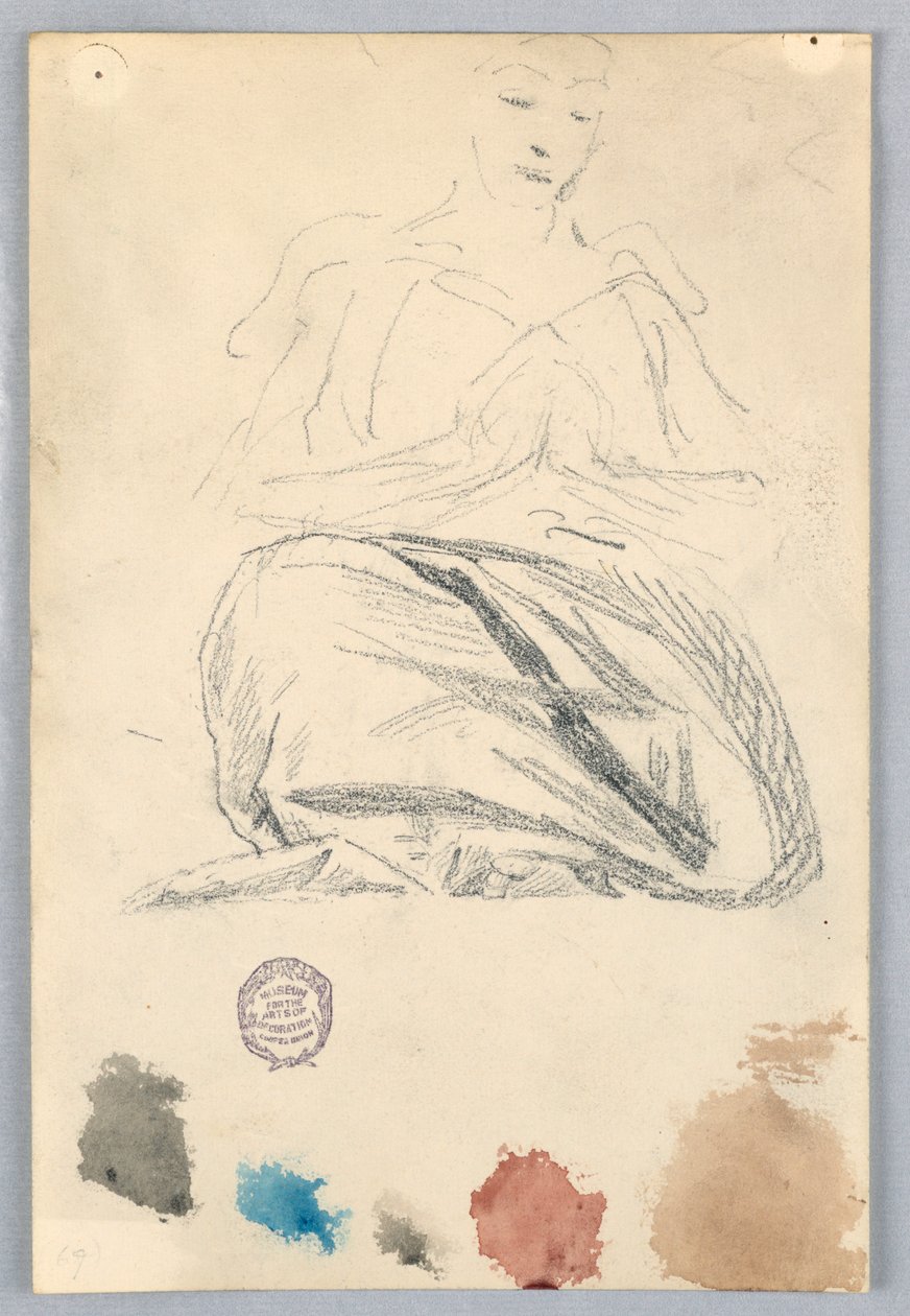 Skiss av draperi för sittande figur av Francis Augustus Lathrop