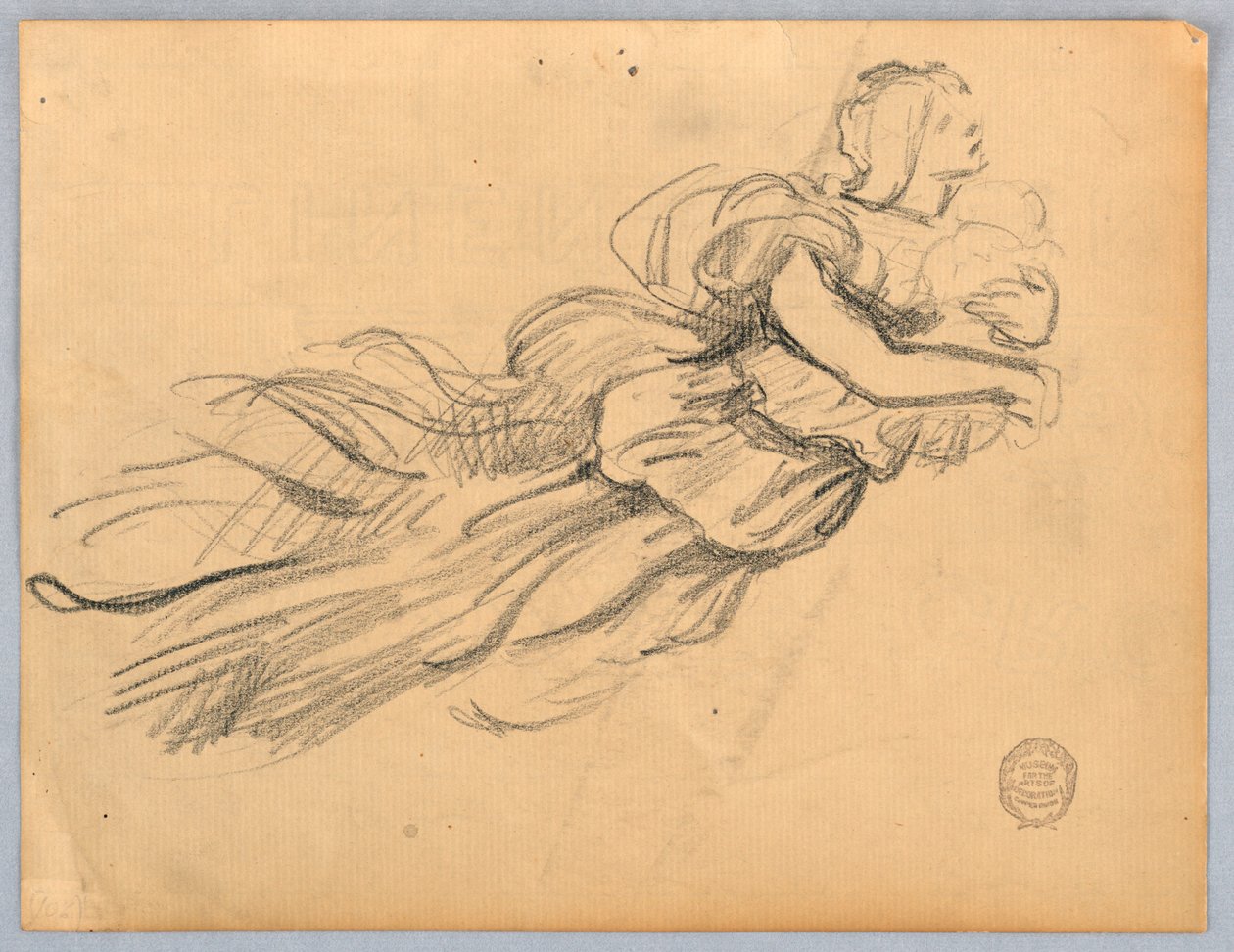 Skiss av figur med draperi av Francis Augustus Lathrop