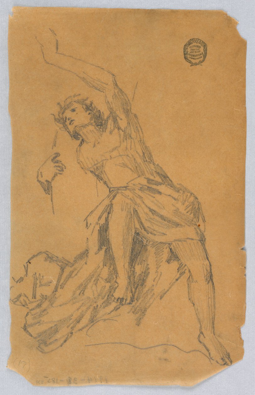 Skiss av figur med draperi av Francis Augustus Lathrop