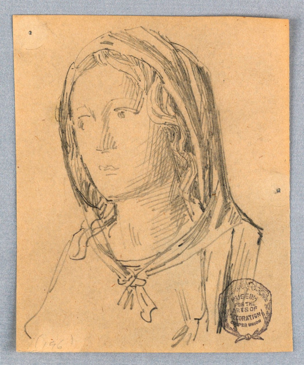 Skiss av huvudet av Madonnan av Francis Augustus Lathrop