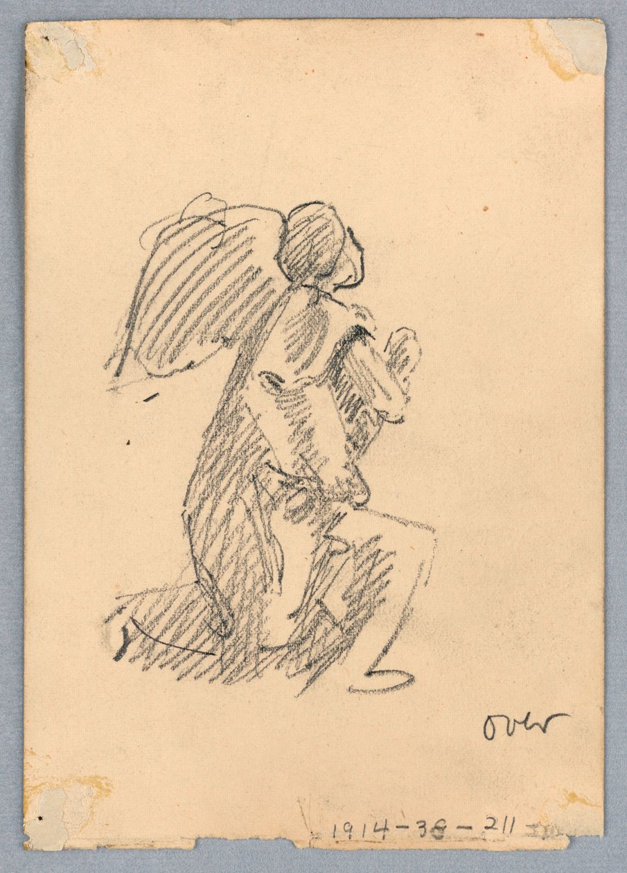 Skiss av knästående ängel av Francis Augustus Lathrop